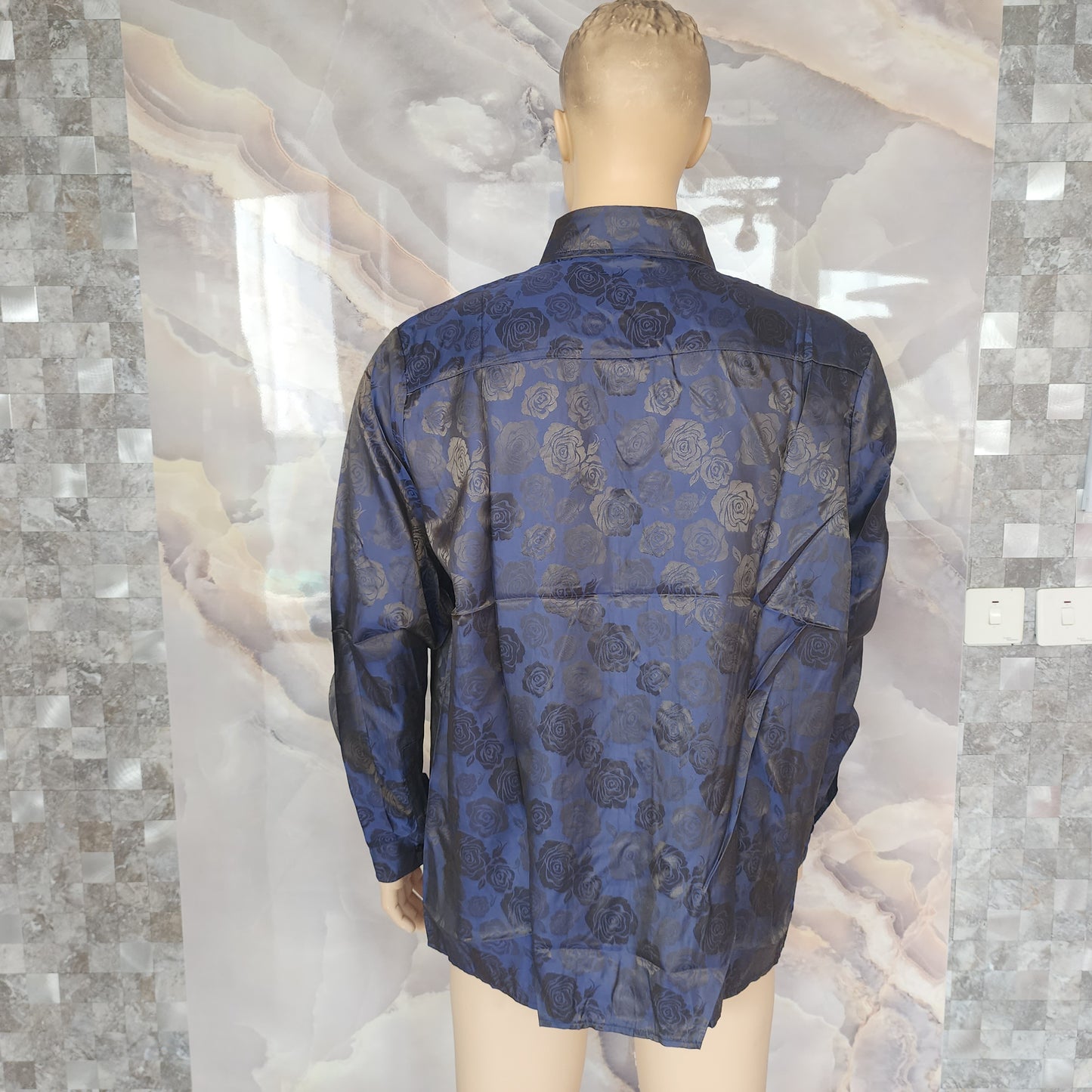 Glossy Flowers Shirt [Blue]