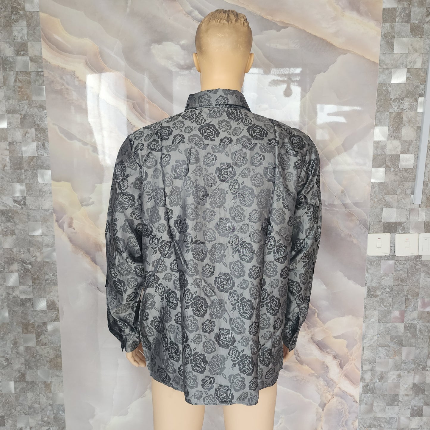 Glossy Flowers Shirt [Gray]