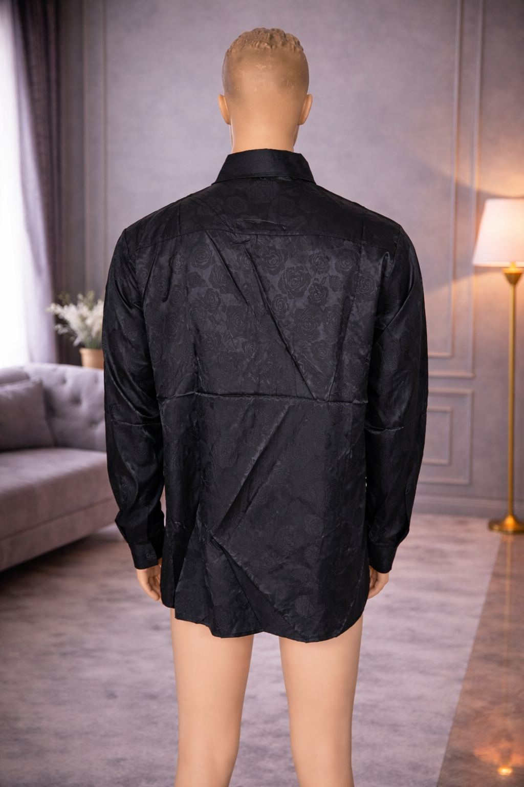 Glossy Flowers Shirt [Black]