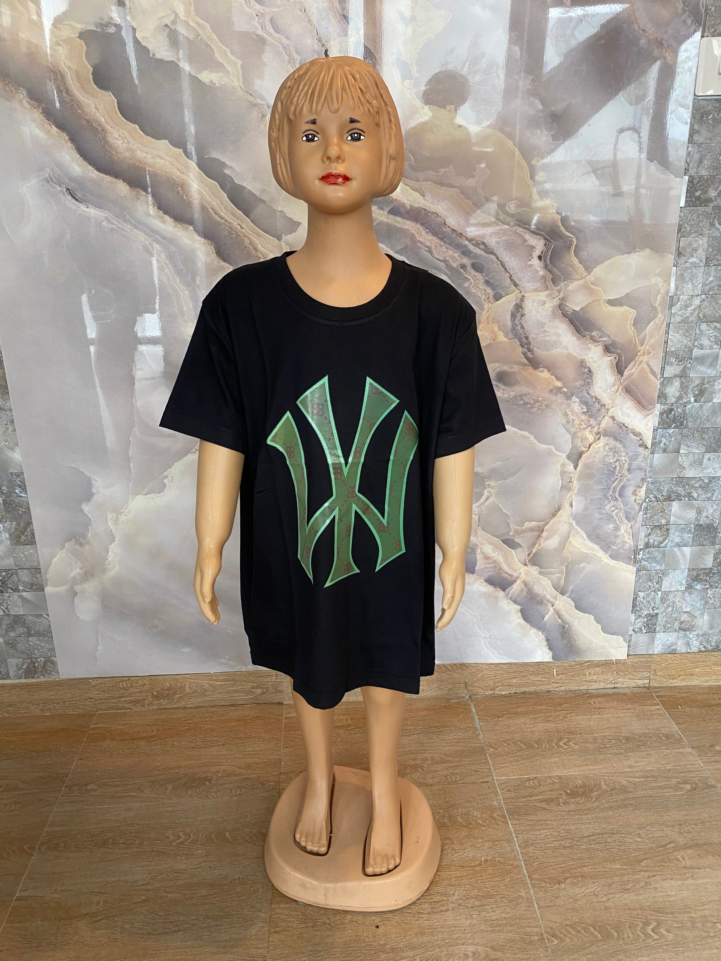 Long Loose T-Shirt [Black/Green]